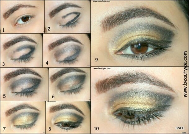 Smoky eye with Gold pigment
